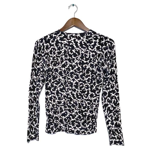 Merona Button Front Cardigan Sweater Black and White Etoile Pattern Stretch Top - Picture 16 of 16